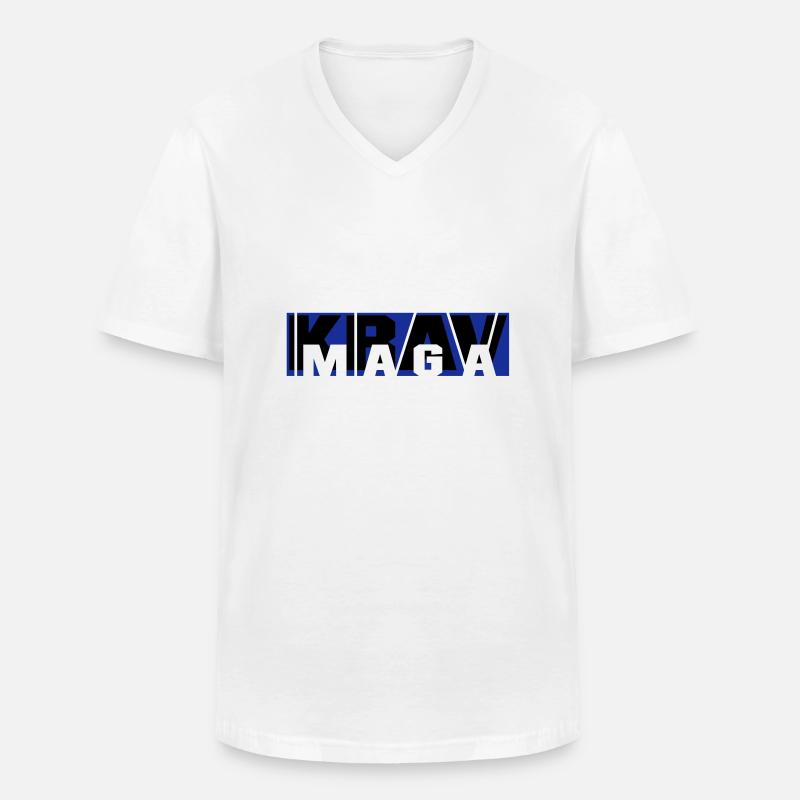 krav_maga_vec_2 de - Männer-T-Shirt mit V-Ausschnitt - Weiß