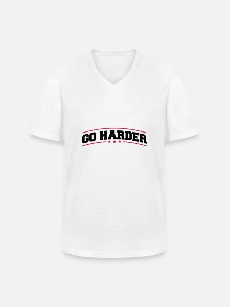 go_harder_bv2 - Männer-T-Shirt mit V-Ausschnitt - Weiß