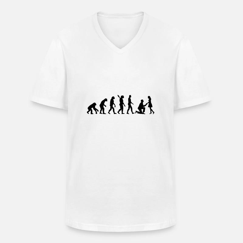 Évolution Mariage - T-shirt col V Homme - blanc