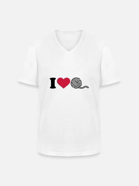 I love Knitting - Men's V-Neck T-Shirt - white