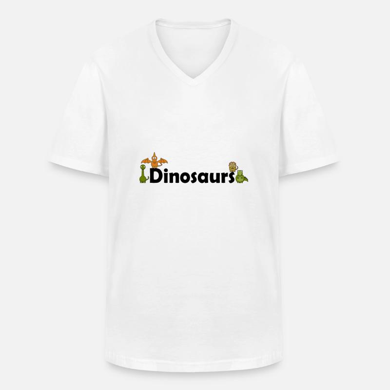 Dino Dinosaurier - Männer-T-Shirt mit V-Ausschnitt - Weiß