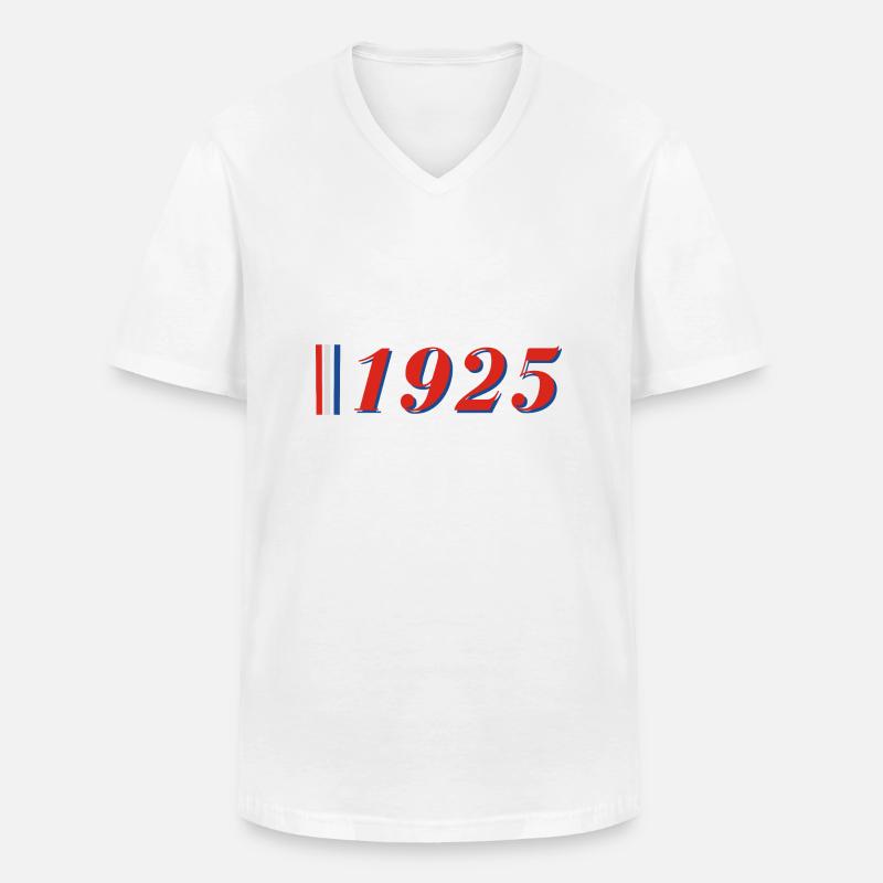 Jahr 1925 - Männer-T-Shirt mit V-Ausschnitt - Weiß