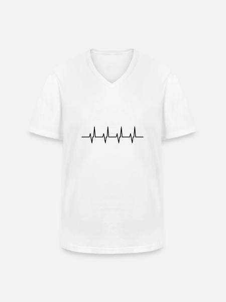 pulsation - T-shirt col V Homme - blanc