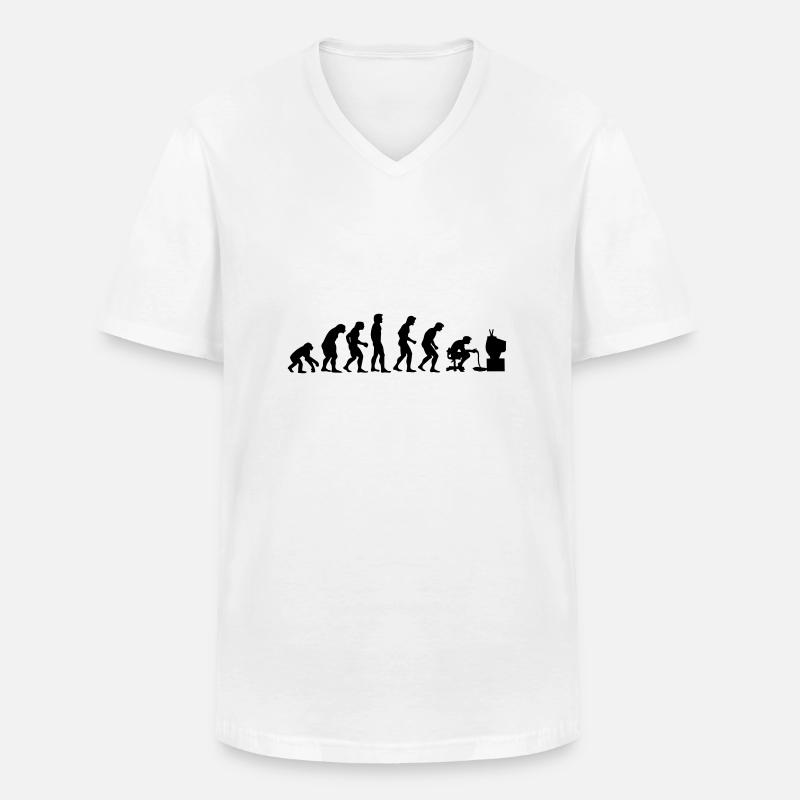 gamers evolution - Men's V-Neck T-Shirt - white