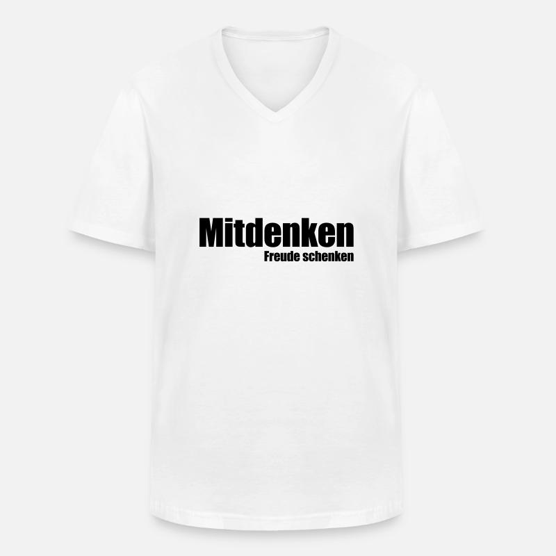 Mitdenken Freude schenken - Männer-T-Shirt mit V-Ausschnitt - Weiß