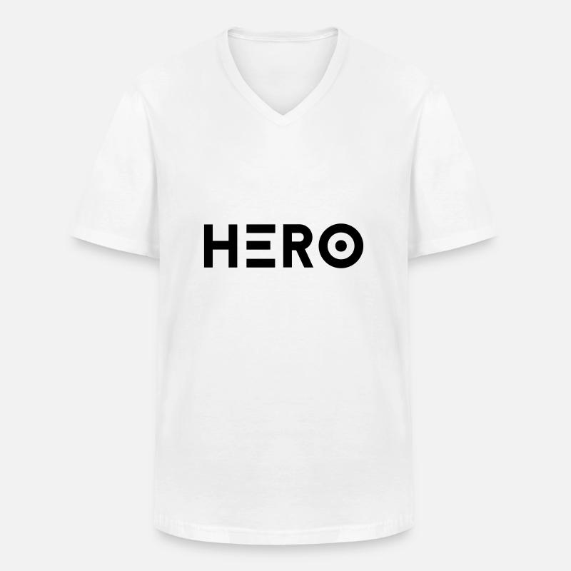 Hero - Held - Männer-T-Shirt mit V-Ausschnitt - Weiß