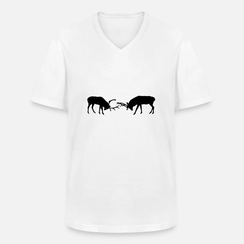 hirsch - geweih - jagd - jäger - Männer-T-Shirt mit V-Ausschnitt - Weiß