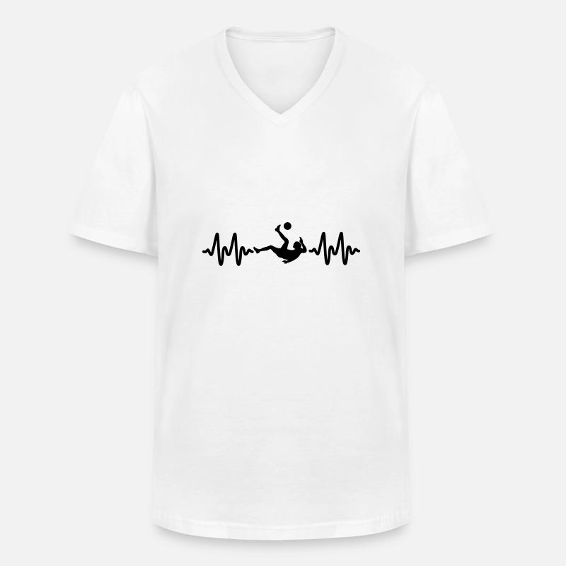 Fußball - Männer-T-Shirt mit V-Ausschnitt - Weiß