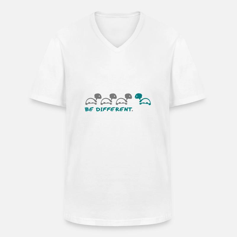 be different Schildkröten - Männer-T-Shirt mit V-Ausschnitt - Weiß