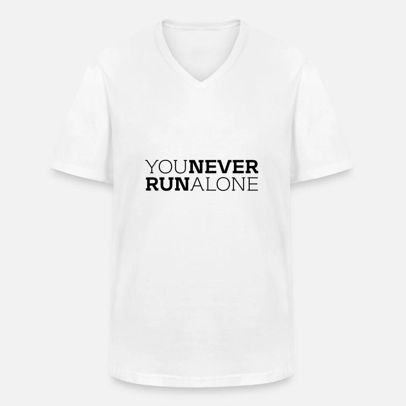 You never run alone - Männer-T-Shirt mit V-Ausschnitt - Weiß