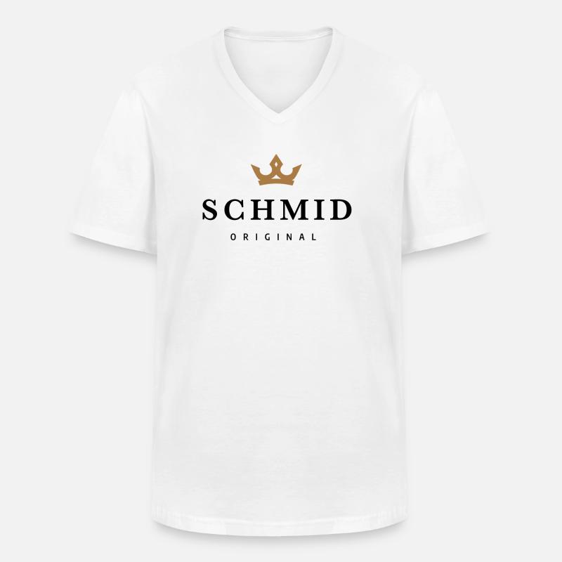 Schmid - Männer-T-Shirt mit V-Ausschnitt - Weiß