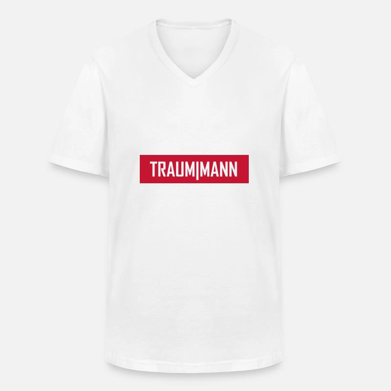 Traummann - Männer-T-Shirt mit V-Ausschnitt - Weiß