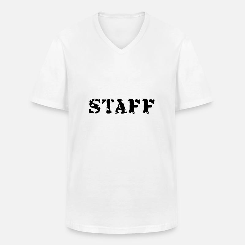 Staff - Männer-T-Shirt mit V-Ausschnitt - Weiß