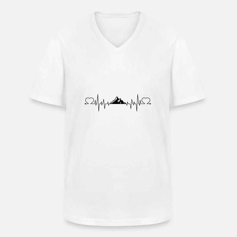HERZSCHLAG berge4 - Männer-T-Shirt mit V-Ausschnitt - Weiß