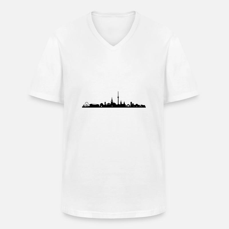 Skyline Stuttgart - Männer-T-Shirt mit V-Ausschnitt - Weiß