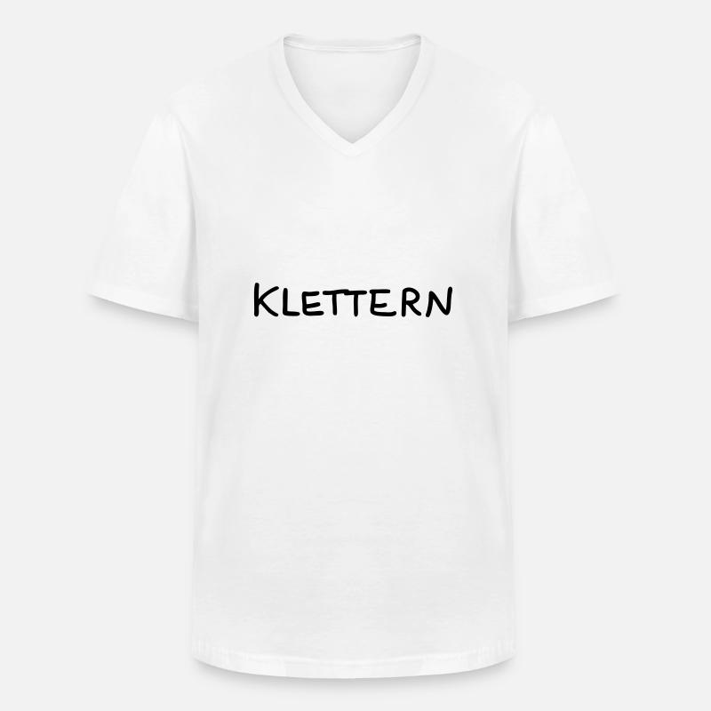 Klettern - Text - Männer-T-Shirt mit V-Ausschnitt - Weiß