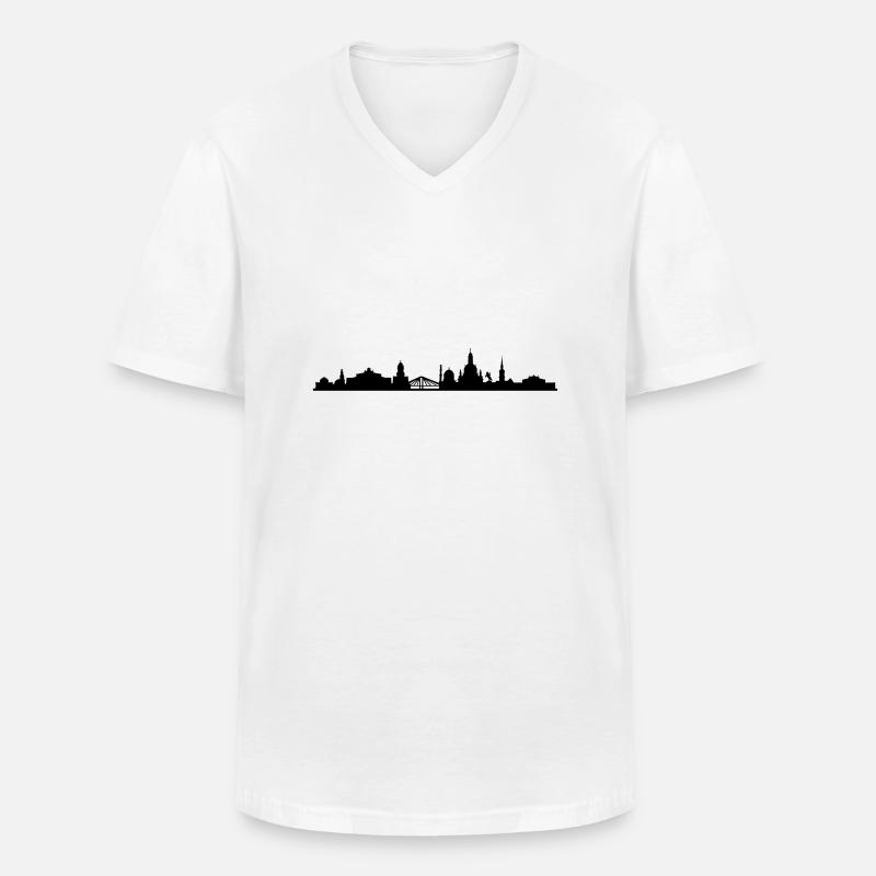 Skyline Dresden - Männer-T-Shirt mit V-Ausschnitt - Weiß