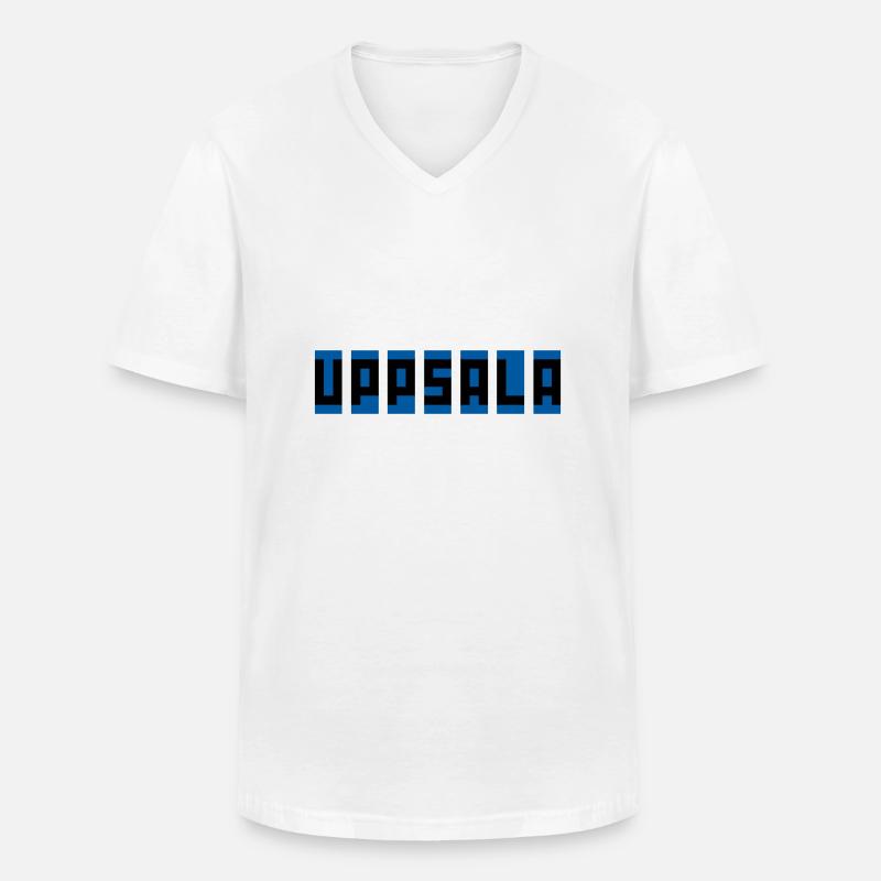 Uppsala blau-schwarz - Männer-T-Shirt mit V-Ausschnitt - Weiß