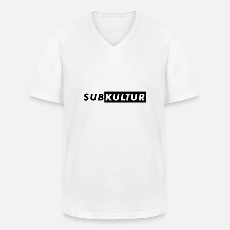SUBKULTUR S/W - Männer-T-Shirt mit V-Ausschnitt - Weiß
