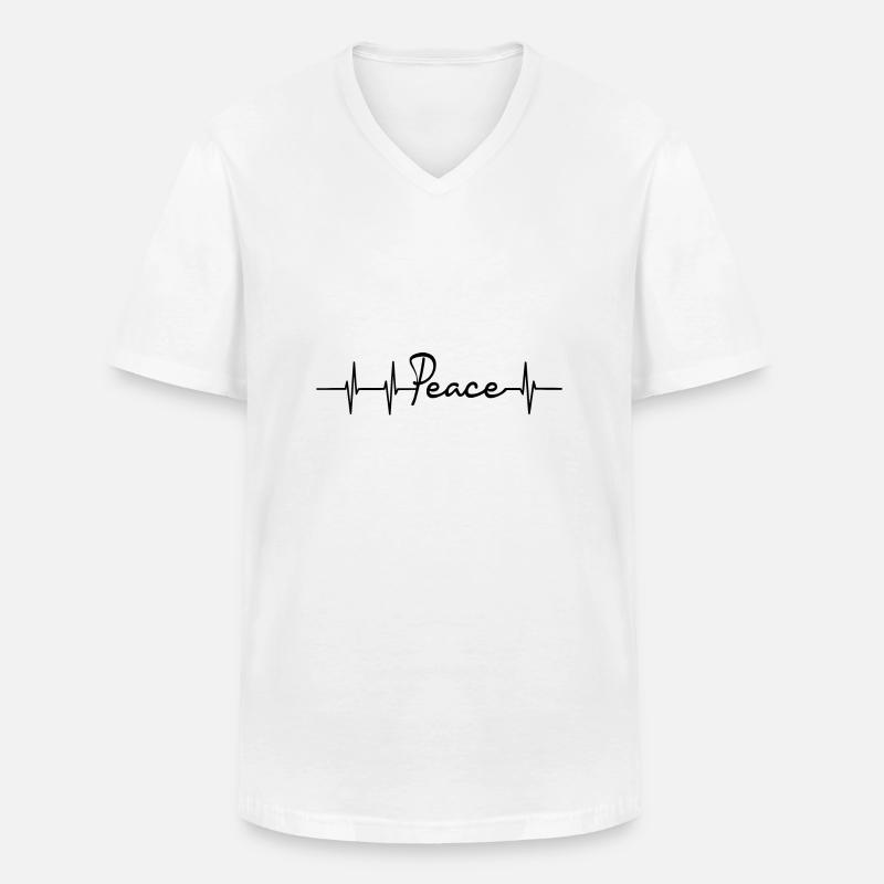 Peace Herzfrequenz - Männer-T-Shirt mit V-Ausschnitt - Weiß