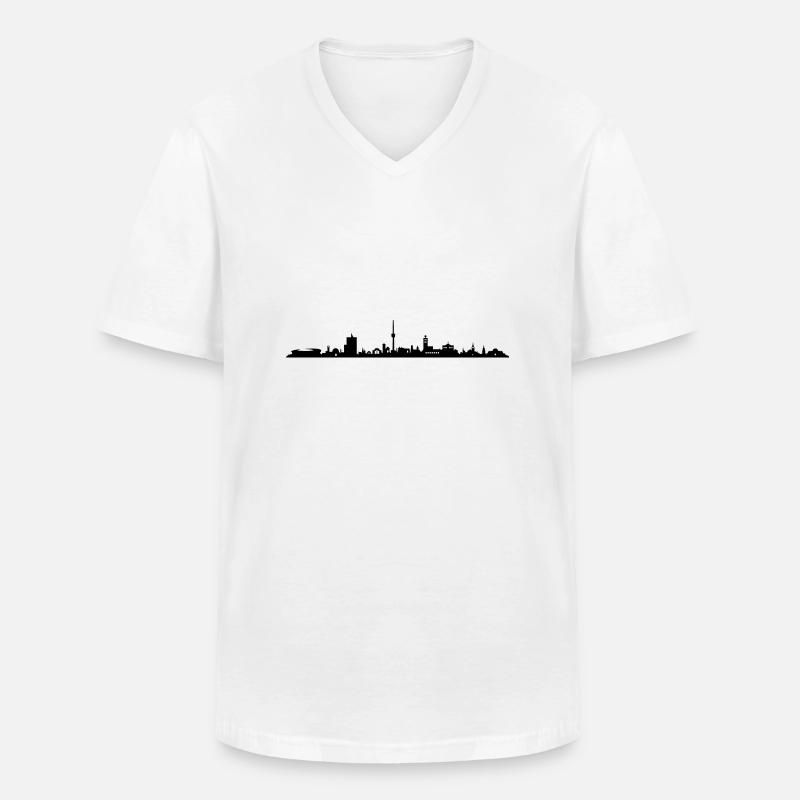 Skyline - Stuttgart - Männer-T-Shirt mit V-Ausschnitt - Weiß