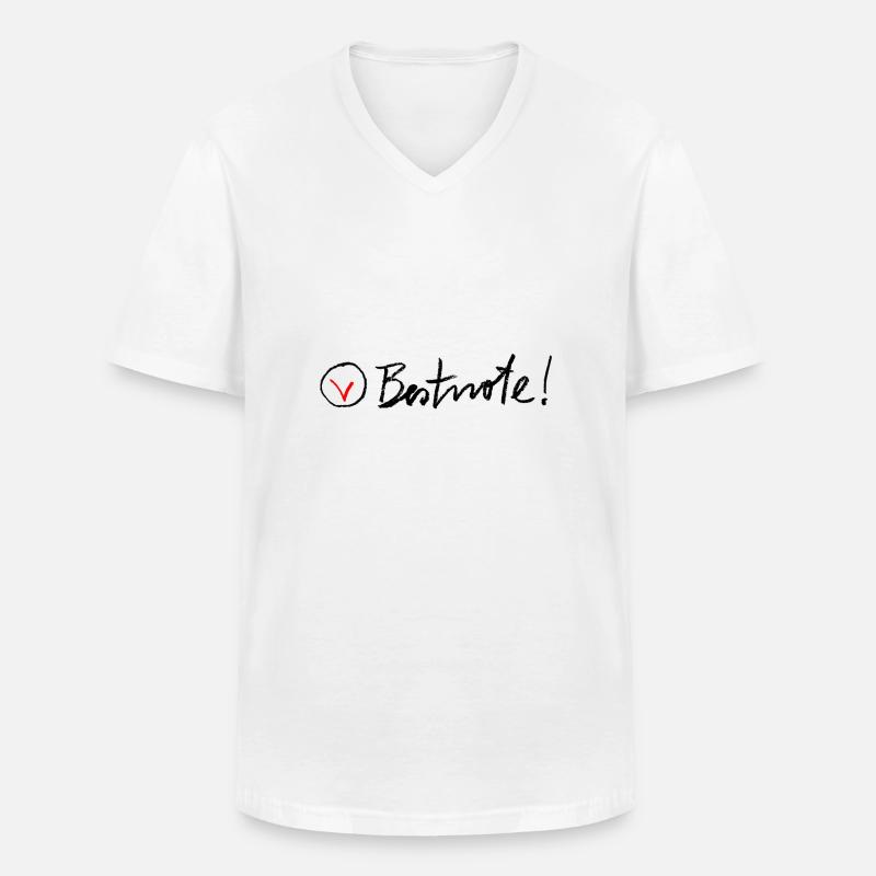Bestnote - Männer-T-Shirt mit V-Ausschnitt - Weiß