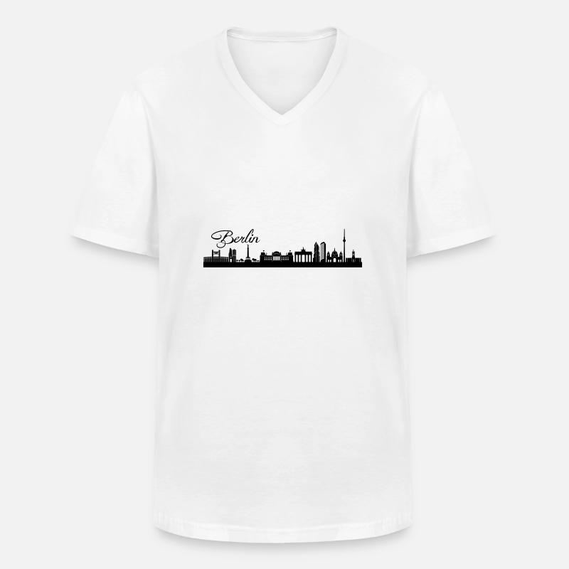 Berliner Skyline - Männer-T-Shirt mit V-Ausschnitt - Weiß