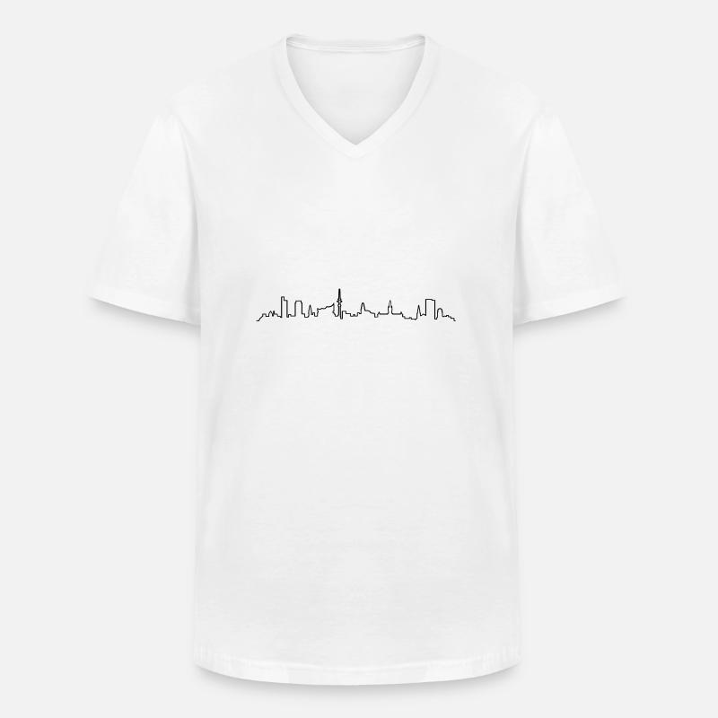 Skyline Hamburg - Männer-T-Shirt mit V-Ausschnitt - Weiß