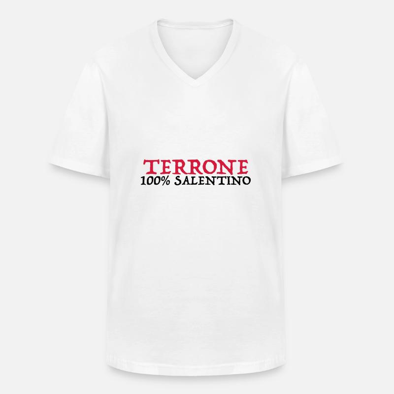 terrone salentino 100% - Maglietta da uomo classica con scollo a V - bianco