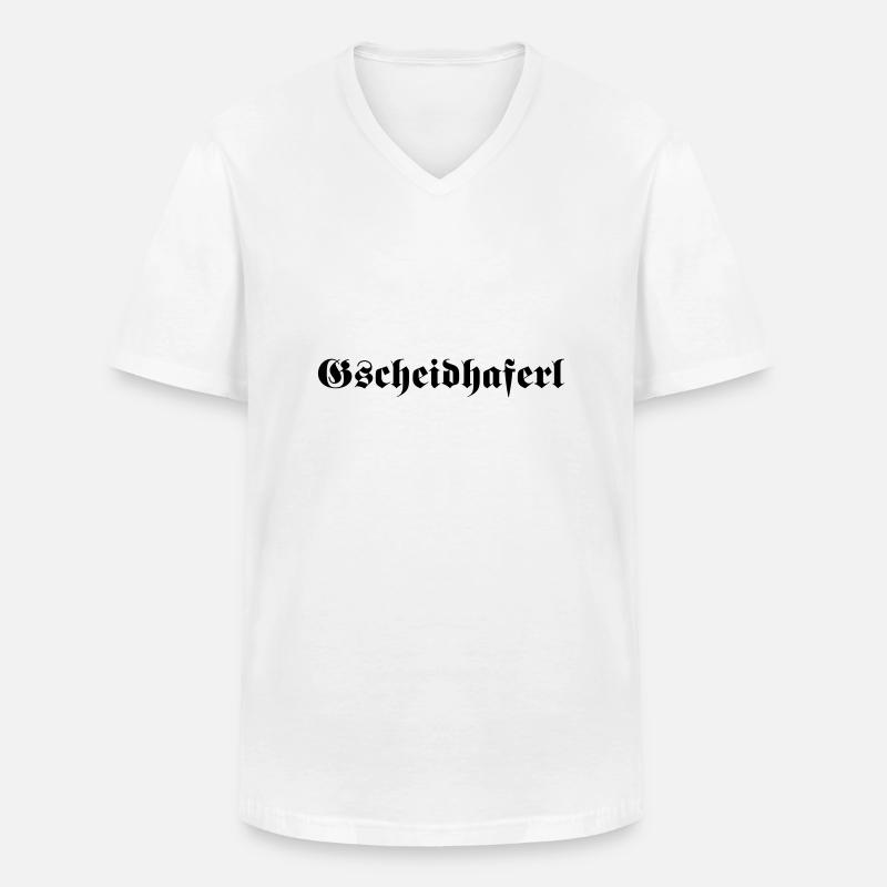 Gscheidhaferl - Männer-T-Shirt mit V-Ausschnitt - Weiß