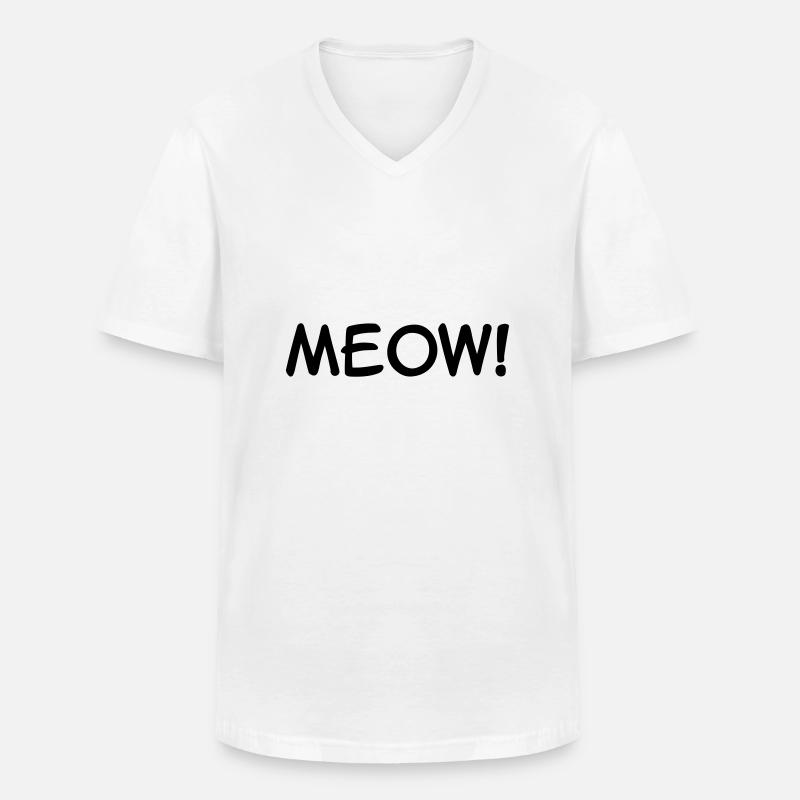 Miau - Männer-T-Shirt mit V-Ausschnitt - Weiß