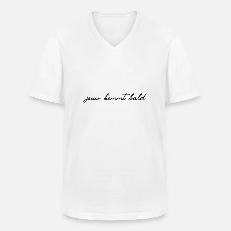 jesus kommt bald - Männer-T-Shirt mit V-Ausschnitt - Weiß