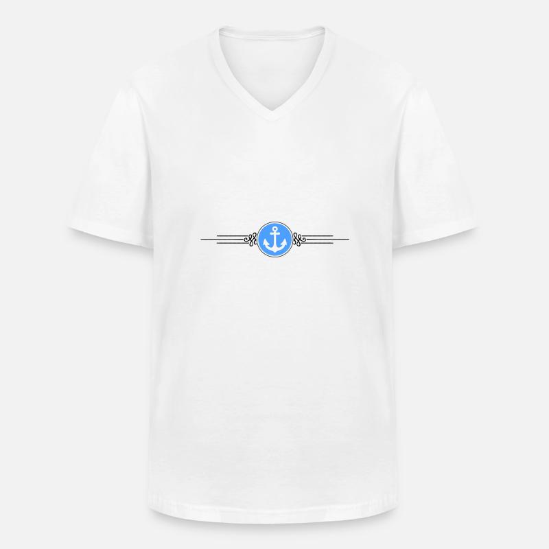anker symbol strich - Männer-T-Shirt mit V-Ausschnitt - Weiß