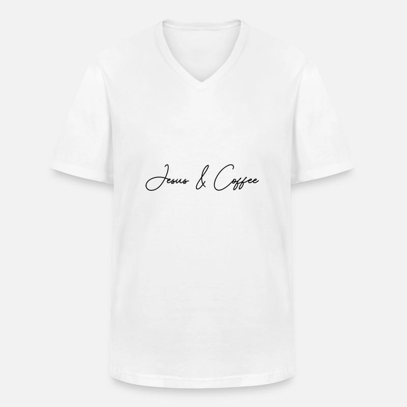 Coffee Jesus - Männer-T-Shirt mit V-Ausschnitt - Weiß