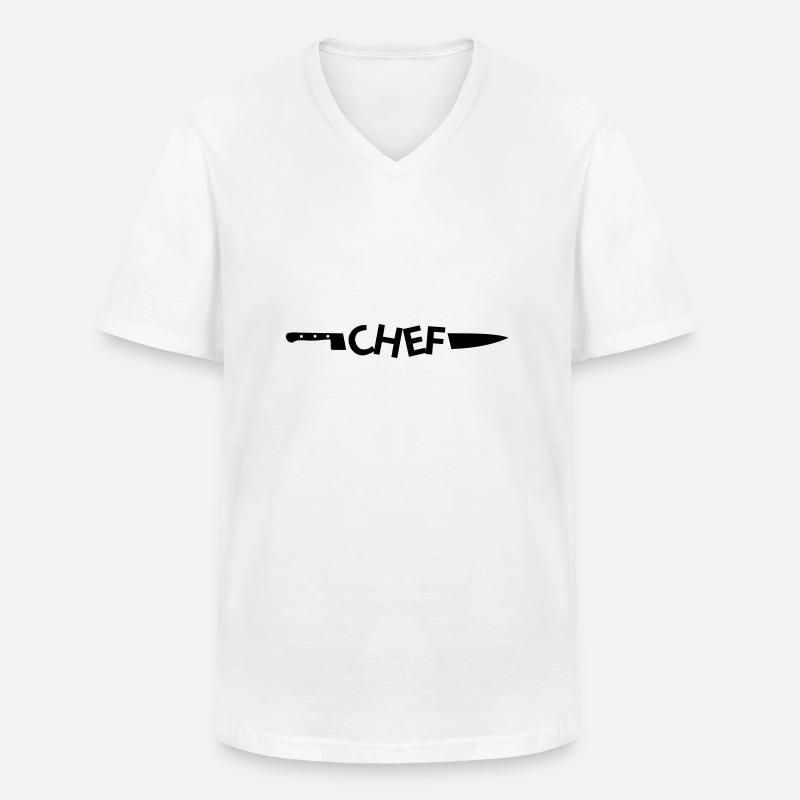 Chef couteau - T-shirt col V Homme - blanc