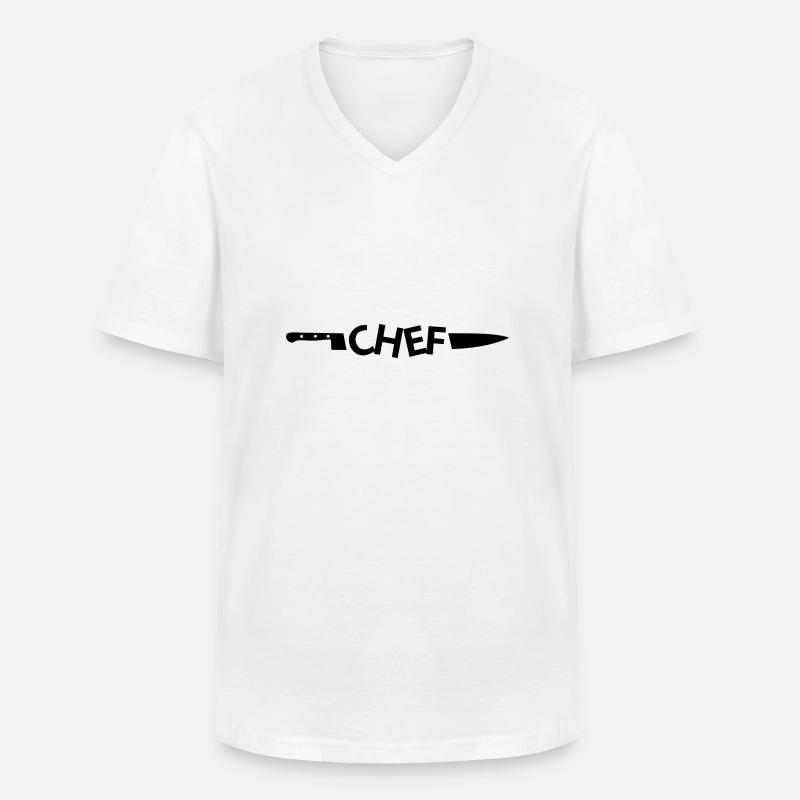 CHEF - Männer-T-Shirt mit V-Ausschnitt - Weiß