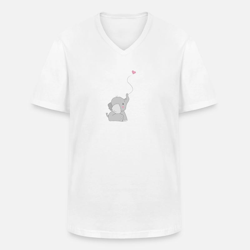 Eddi Elefant - Geschenk - Geschenkidee - Männer-T-Shirt mit V-Ausschnitt - Weiß