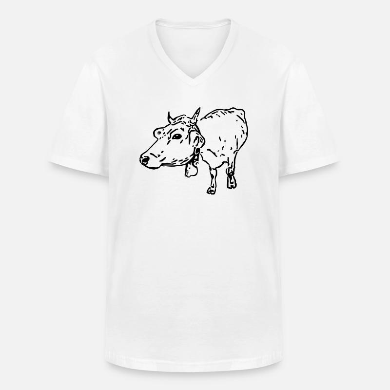 Braunvieh (1c, Milchkuh, Comicstil) - Männer-T-Shirt mit V-Ausschnitt - Weiß