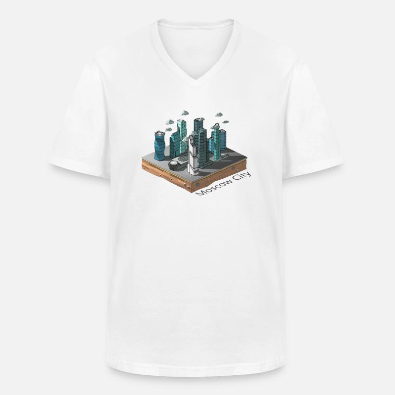 Geometrisches Low-Poly - Männer-T-Shirt mit V-Ausschnitt - Weiß