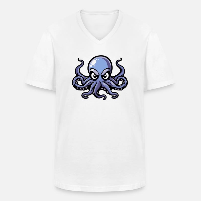 Oktopus Comic - Männer-T-Shirt mit V-Ausschnitt - Weiß