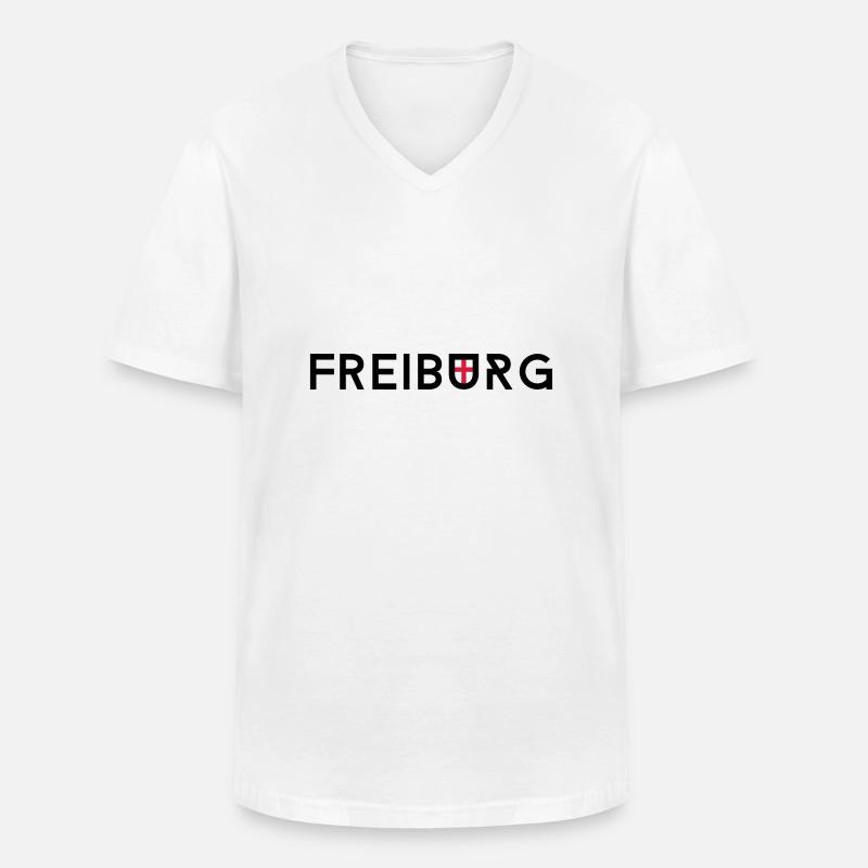 freiburg - Männer-T-Shirt mit V-Ausschnitt - Weiß