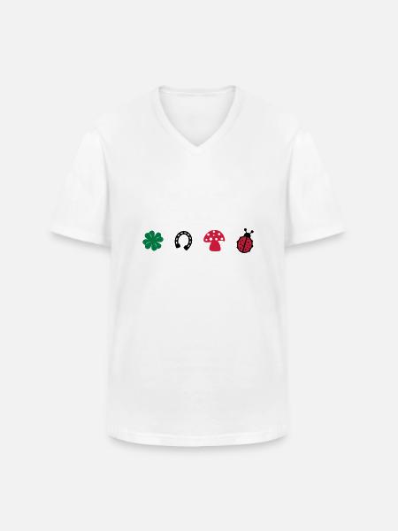 Glücksbringer - Männer-T-Shirt mit V-Ausschnitt - Weiß