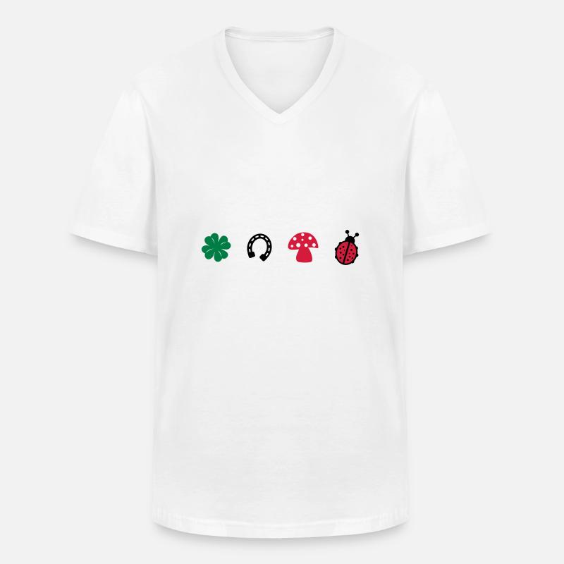 Glücksbringer - Männer-T-Shirt mit V-Ausschnitt - Weiß