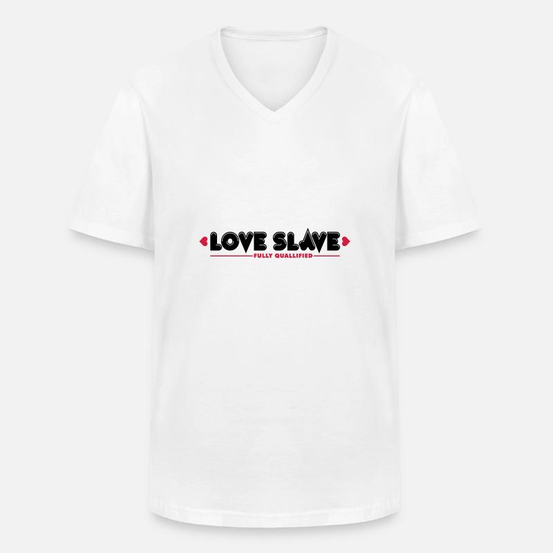 Love Slave 2c - Männer-T-Shirt mit V-Ausschnitt - Weiß
