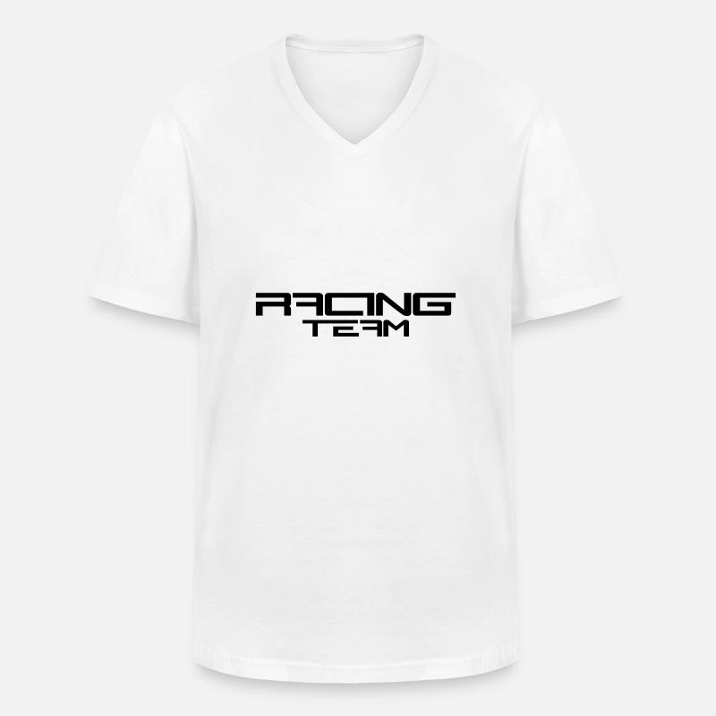 Racing Team - Männer-T-Shirt mit V-Ausschnitt - Weiß