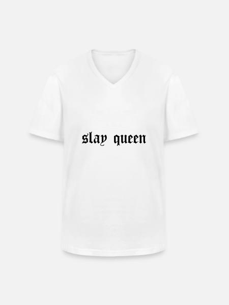 SLay queen - Men's V-Neck T-Shirt - white