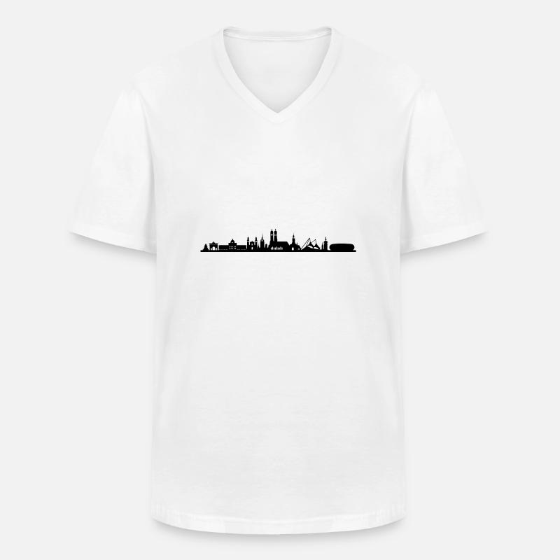 Skyline - München - Männer-T-Shirt mit V-Ausschnitt - Weiß