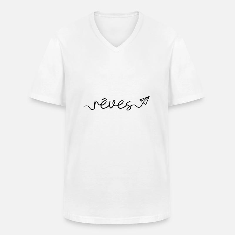 Sueños - Camiseta con cuello de pico hombre - blanco
