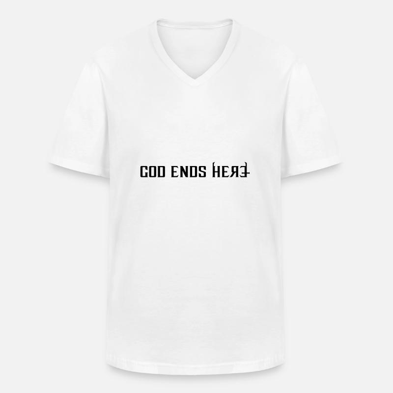 God ends - Männer-T-Shirt mit V-Ausschnitt - Weiß
