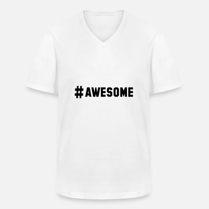 # awesome - Männer-T-Shirt mit V-Ausschnitt - Weiß